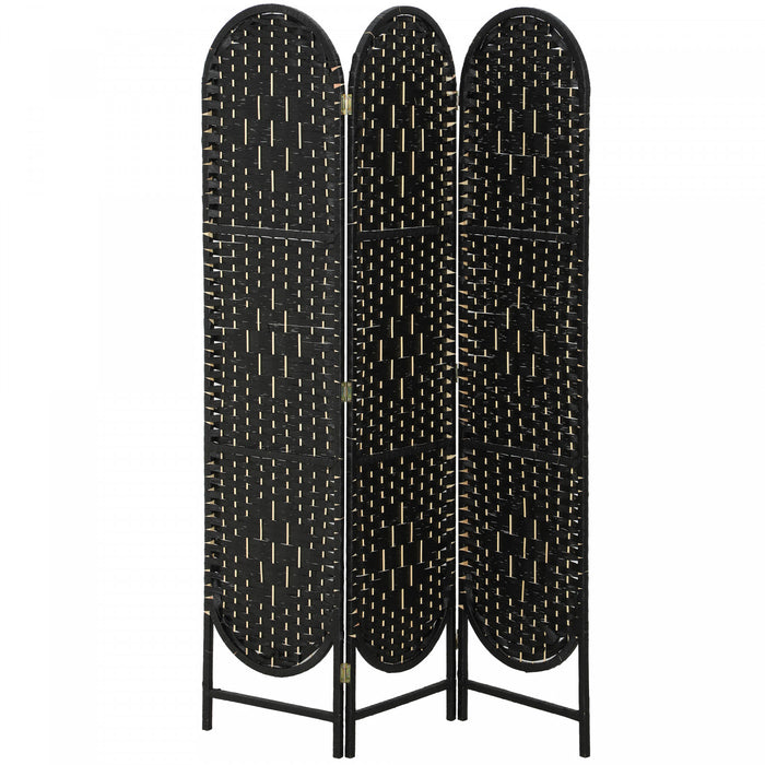 HOMCOM Paravent 3 Panneaux, Ecran de Confidentialite Pliable, Noir