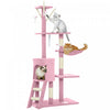 Arbre a chat PawHut, tour de 135 cm pour chatons d'interieur avec poteaux a griffer en sisal, perchoirs moelleux, niche, hamac, echelle, jouets suspendus, centre d'activites multiniveaux pour chatons, rose