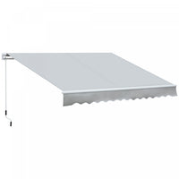 Outsunny 11.8x8.2pi Auvent De Terrasse Retractable Manuel Resistant A L'eau Pare-soleil Exterieur Po