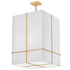Luminaire suspendu Raquel de Dainolite avec abat-jour blanc, fini doré et 4 ampoules incandescentes