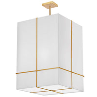 Luminaire suspendu Raquel de Dainolite avec abat-jour blanc, fini doré et 4 ampoules incandescentes