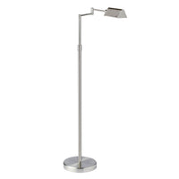 Lampe à pied de Dainolite à bras articulé, avec fini nickel satiné et ampoule à DEL de 9 W