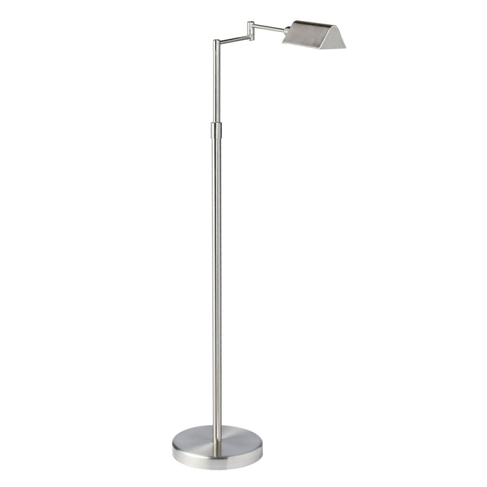 Lampe à pied de Dainolite à bras articulé, avec fini nickel satiné et ampoule à DEL de 9 W