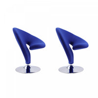 Fauteuil pivotant moderne en laine melangee Curl bleu - Lot de 2