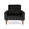 Lucas Fauteuil D’appoint Moderne Avec Dossier Capitonne, Revetement En Polyester, Noir