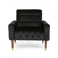  Lucas Fauteuil D’appoint Moderne Avec Dossier Capitonne, Revetement En Polyester, Noir