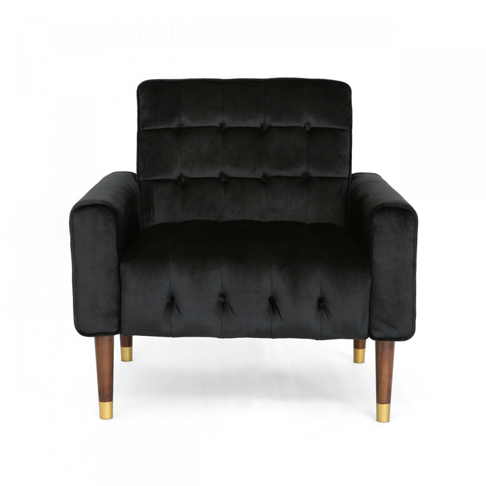 Lucas Fauteuil D’appoint Moderne Avec Dossier Capitonne, Revetement En Polyester, Noir