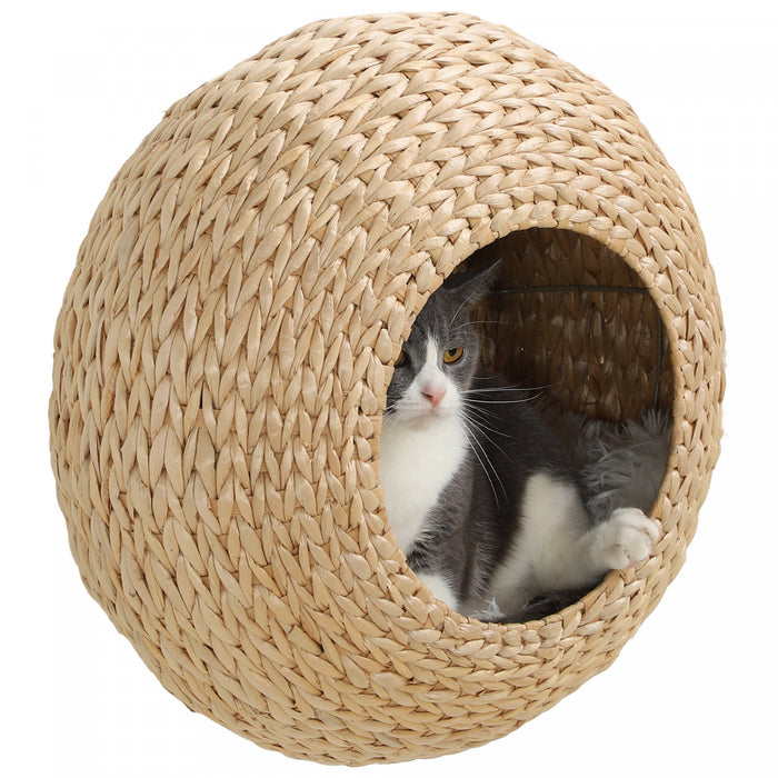 Etagere Murale Pour Chat Pawhut, Grimpeur Mural Pour Chat Avec Coussin Lavable, Niche Murale Pour Chaton, Beige