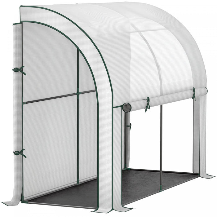 Outsunny Serre adossee avec couverture PE, jardinage, blanc