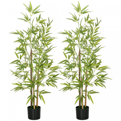 HOMCOM 2 Piece 4ft Artificial Tree Bamboo for Indoor Home Decor