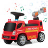 Costway Kids Ride On Fire Truck Foot-to-floor Sliding Push Car W / Musique Et Fabricant De Bulles