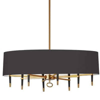 Lustre horizontal Langford de Dainolite avec abat-jour noir, fini bronze rétro et 8 ampoules