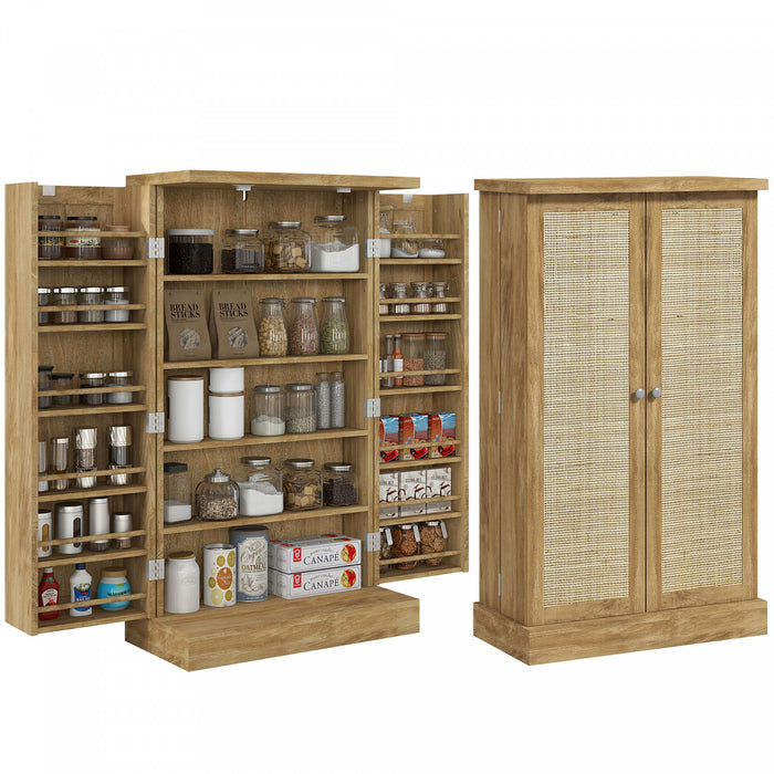 HOMCOM Armoire de rangement de garde-manger en rotin de 41 po, Naturel