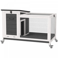 Pawhut Clapier A Lapin En Bois, Cage Pour Cochon D'inde Interieure Et Exterieure Avec Plateau Coulis