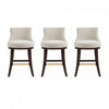 Tabouret de comptoir moderne en chenille Lucia avec structure en bois, naturel - Lot de 3