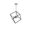 Luminaire suspendu Kappa de Dainolite avec fini chromé poli et noir mat, et 4 ampoules