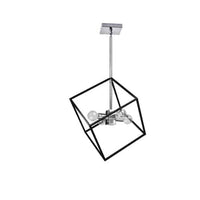 Luminaire suspendu Kappa de Dainolite avec fini chromé poli et noir mat, et 4 ampoules