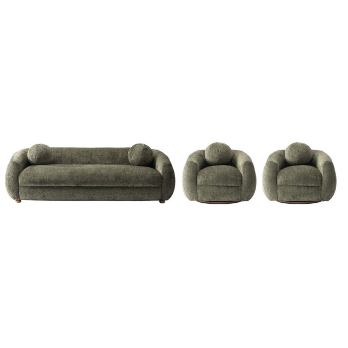 Ensemble de canape 3 pieces Tribeca style mid-century modern en vert olive