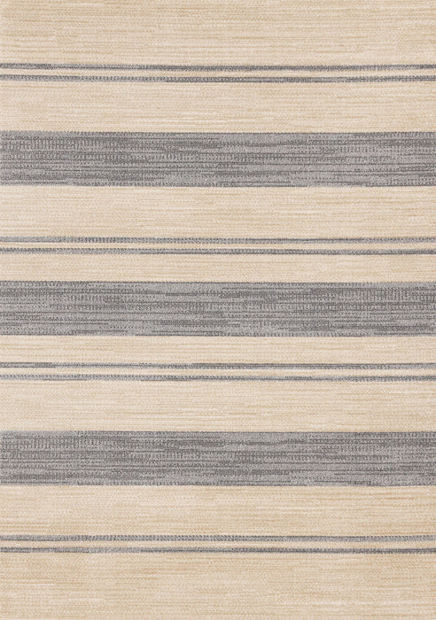 Tapis Covington beige et gris a rayures, 6'7\" x 9'10\"