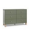Storkcraft California 6 Commode a tiroirs - Olive avec bois clair