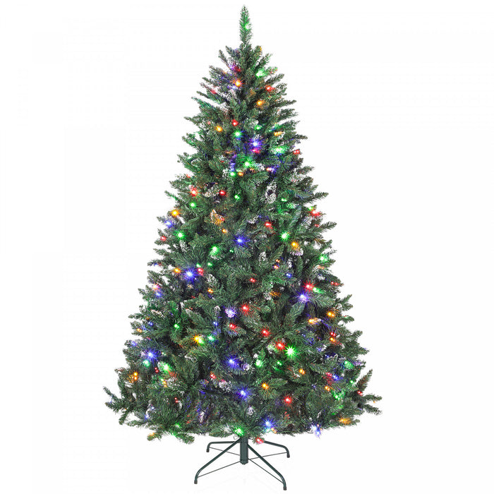 HOMCOM Sapin de Noel Givre de 7 pieds avec Lumieres Bicolores