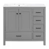 Meuble de salle de bain moderne Derek 36 pouces avec lavabo ceramique et rangement multiple, gris