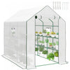 Outsunny Serre de Jardin avec 3 Niveaux et 12 Etageres, Petite Serre, Blanc