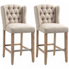 HOMCOM Bar Stools Set of 2, Upholstery Padded Chairs Wood Legs