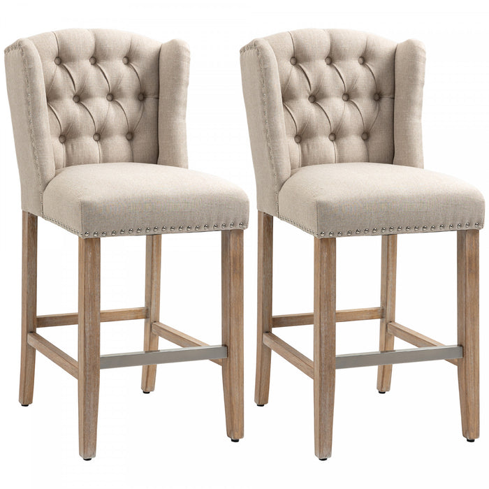 HOMCOM Lot de 2 tabourets de bar, chaises rembourrees avec pieds en bois