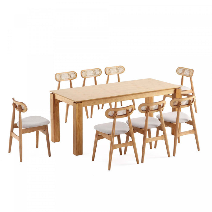 Colbert et Rockaway Ensemble de salle a manger moderne chic industriel 9 pieces en naturel