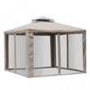 Outsunny 10x10pi Pavillon De Jardin A Double Toit Avec Fonction De Ventilation Auvent Abri Jardin Evenement Fete Tente Cour Pare-soleil Cadre En Acier Avec Moustiquaire