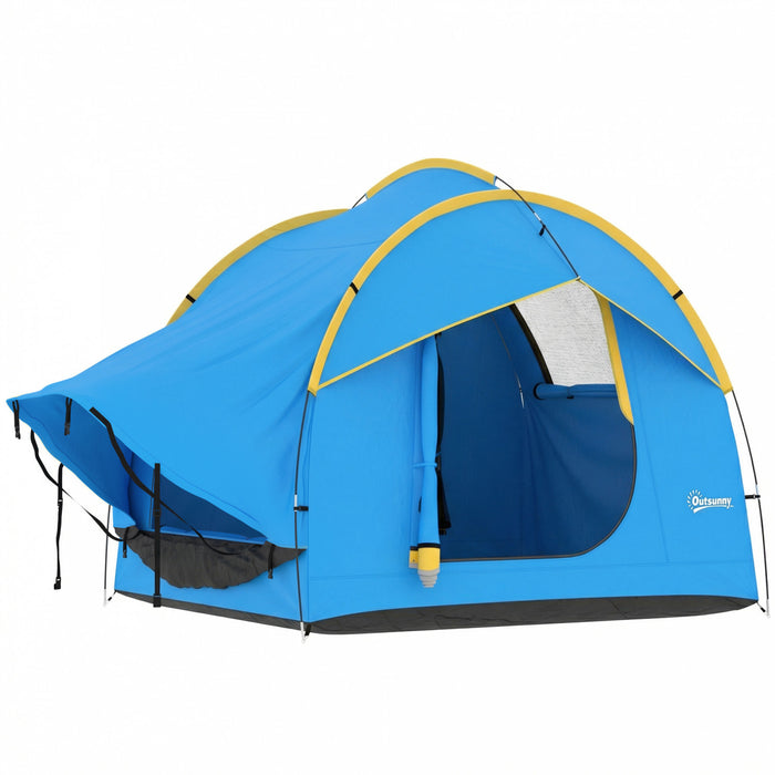 Tente de Camping Outsunny pour Voiture avec 3 Portes, 3000 mm Impermeable, Bleu et Orange