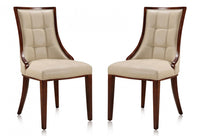 Ensemble 2 chaises de salle à manger Fifth Avenue de Manhattan Comfort en similicuir - crème et noyer