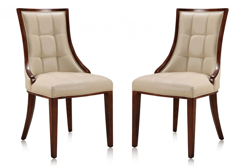 Ensemble 2 chaises de salle à manger Fifth Avenue de Manhattan Comfort en similicuir - crème et noyer