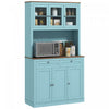 HOMCOM 71\" Armoire de cuisine w/ Espace micro-ondes Buffet w/ Hutch bleu