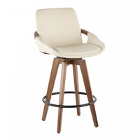 Tabouret moderne du milieu du 20e siècle Cosmo de hauteur comptoir en similicuir - noyer et crème