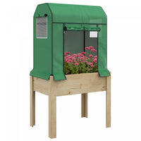 Outsunny Lit De Jardin Sureleve Avec Housse De Serre En Pe Et Doublure De Lit, Jardiniere Surelevee