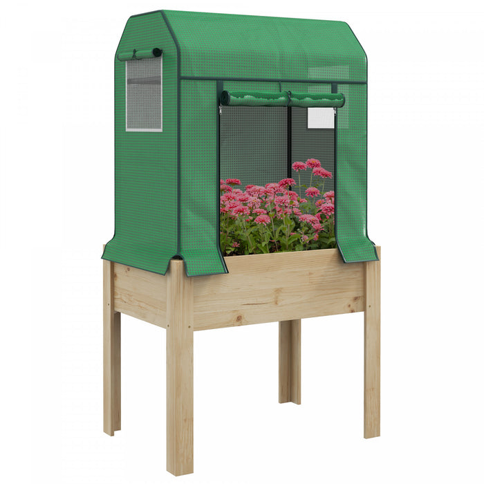 Outsunny Lit De Jardin Sureleve Avec Housse De Serre En Pe Et Doublure De Lit, Jardiniere Surelevee Avec Pieds Pour Legumes, Fleurs, Herbes
