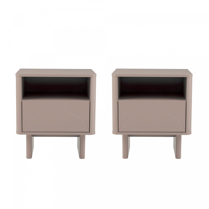 Table de nuit moderne Ella 20\" en moka (1 tiroir) - Lot de 2
