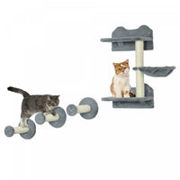 Pawhut Lot De 4 Etageres Murales Pour Chat Avec Griffoirs, Hamac, Marches, Plateformes, Mobilier Mur