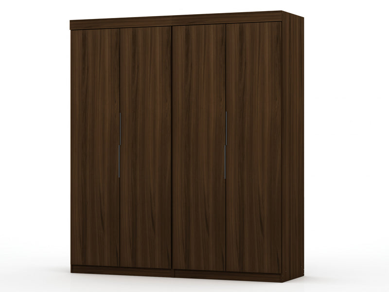 Armoire contemporaine moderne Mulberry 2 pieces en brun chataigne