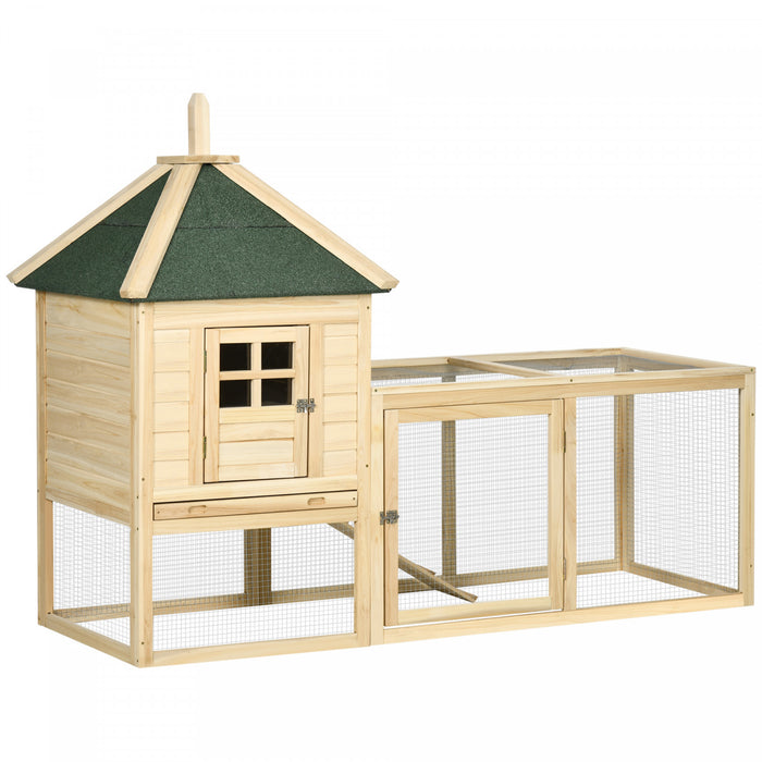 Pawhut Clapier En Bois Pour Lapin De 68\" Avec 3 Portes, Enclos Pour Lapin Avec Plateau Coulissant, Rampe, Pour Lapins Et Petits Animaux, Naturel
