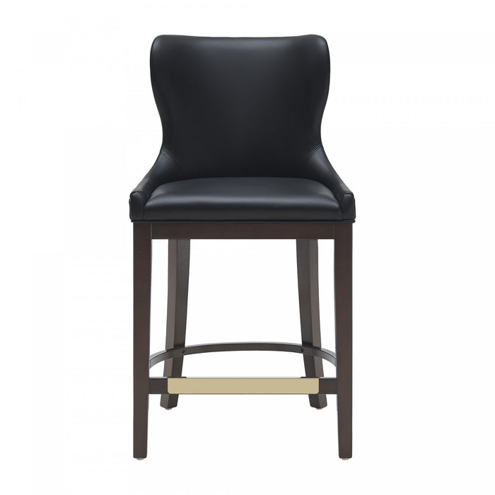 Tabouret de comptoir Blair moderne en bois avec revetement en tissu, noir