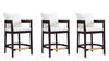 Tabouret de comptoir en bois rembourre style mid-century Ritz, ivoire – Lot de 3
