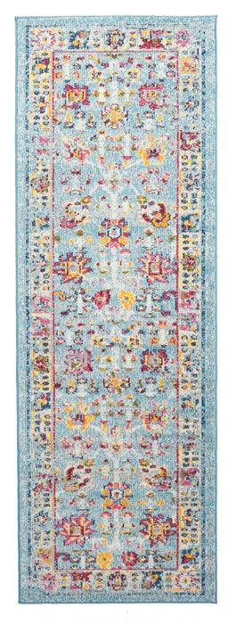 Tapis de Couloir Traditionnel Jasmine 2'8\" x 8'2\" en Bleu