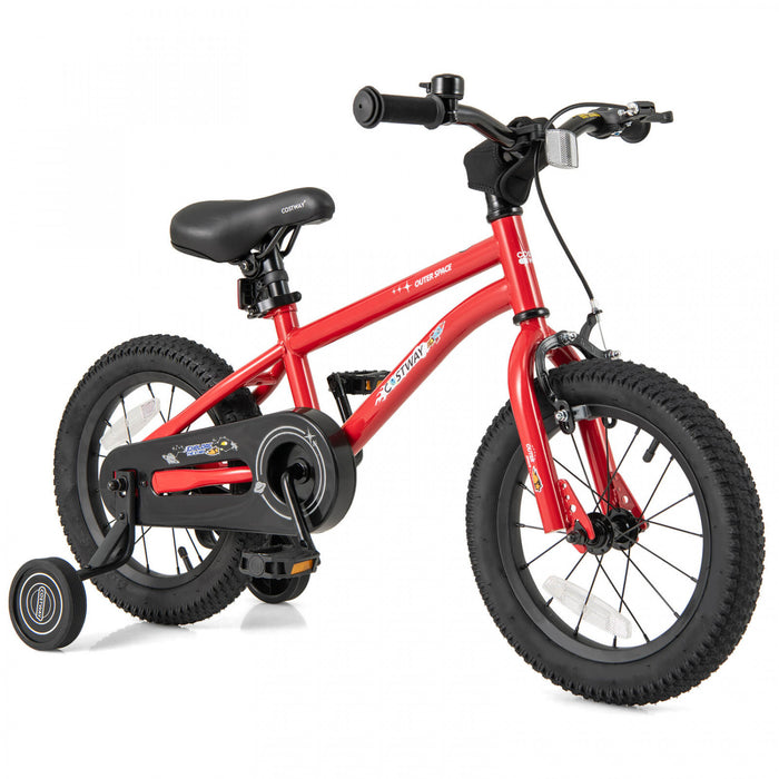 Velo Costway 14 Pouces Pour Enfants De 3 A 5 Ans Avec Selle Reglable Et Guidon Antiderapant Rouge