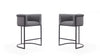 Tabouret de comptoir moderne du milieu du siecle en metal et tissu gris Cosmopolitan - Lot de 2