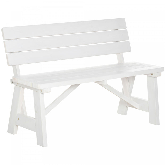 Banc De Jardin En Bois Outsunny Pour L'exterieur, Blanc