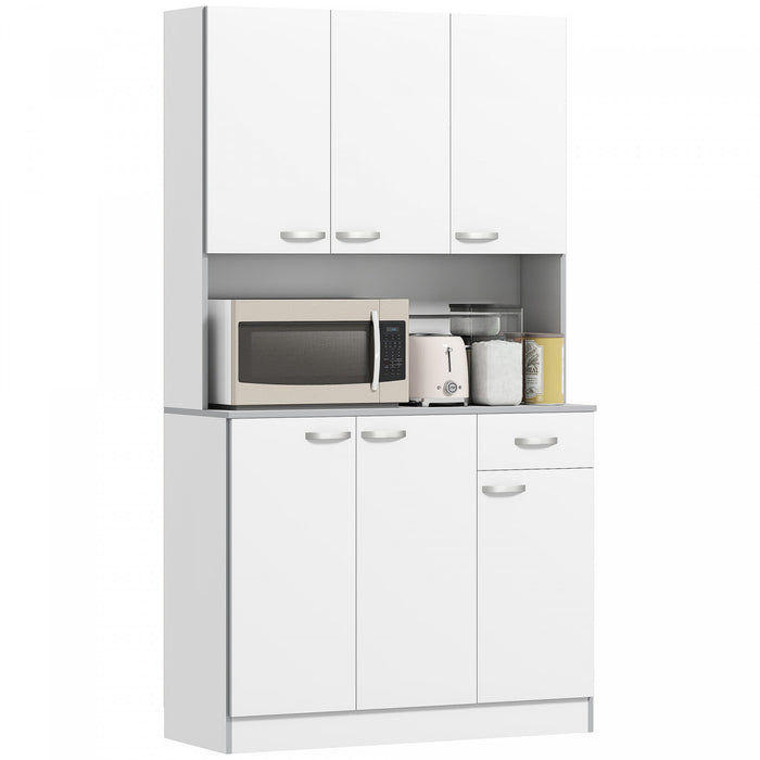 HOMCOM Buffet moderne avec huche armoire de cuisine placard de rangement