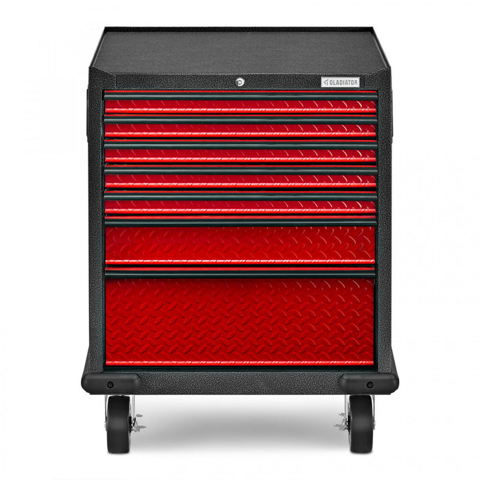 Armoire à outils modulaire de série Premier à 7 tiroirs de Gladiator - bande de roulement rouge
